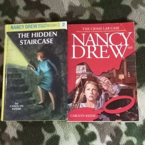 2 Nancy Drew Mystery Books - Blue and Red Covers